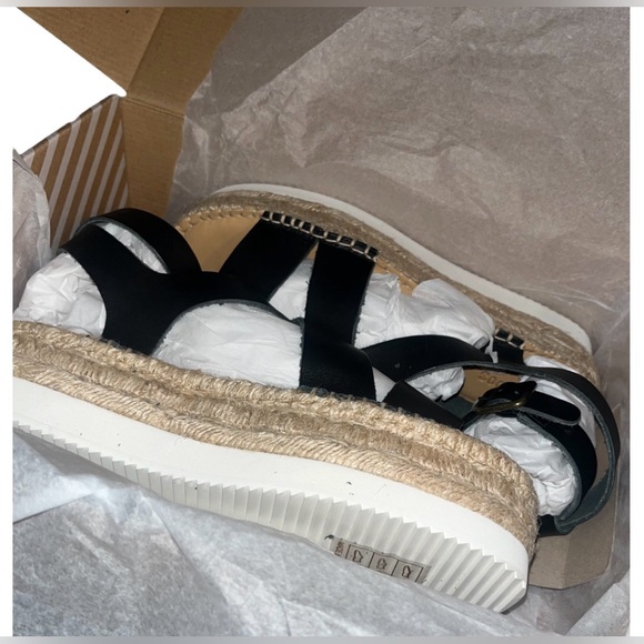Soludos Black leather Olympia Espadrille Sandal! Size women’s 9!🔥NEW IN BOX - Picture 1 of 11